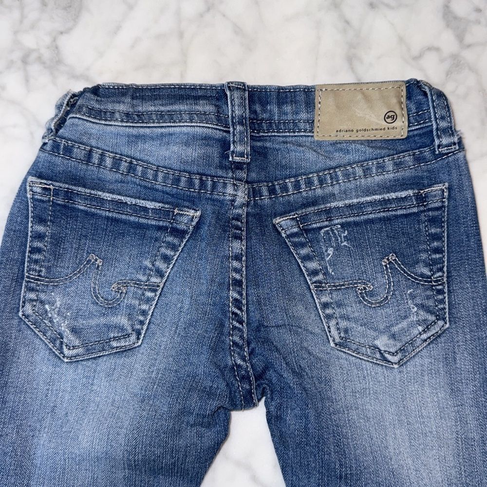 AG Classic Blue Denim Slim Straight Distressed Jeans 12M - Picture 4 of 7